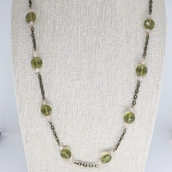 Green & pink necklace - Handmade (NEW) - Picture 1 of 4